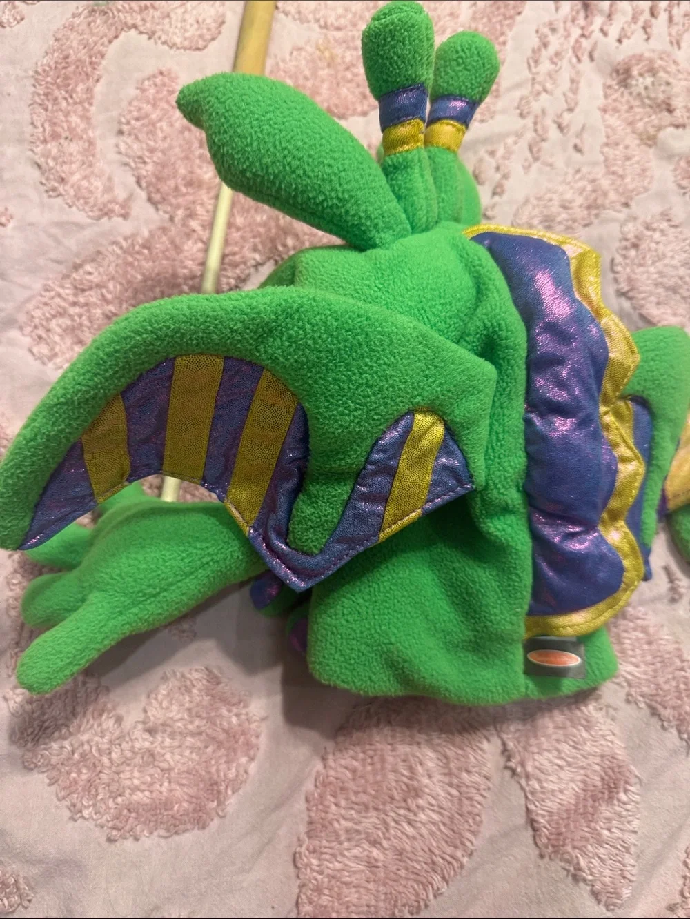 Melissa & Doug Green Plush Frog with Purple & Gold Stripes